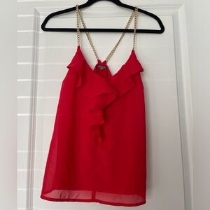 Women’s Red Blouse with Gold Chains